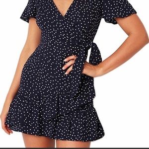 Relipop Black/White polka dot flirty dress. Size M